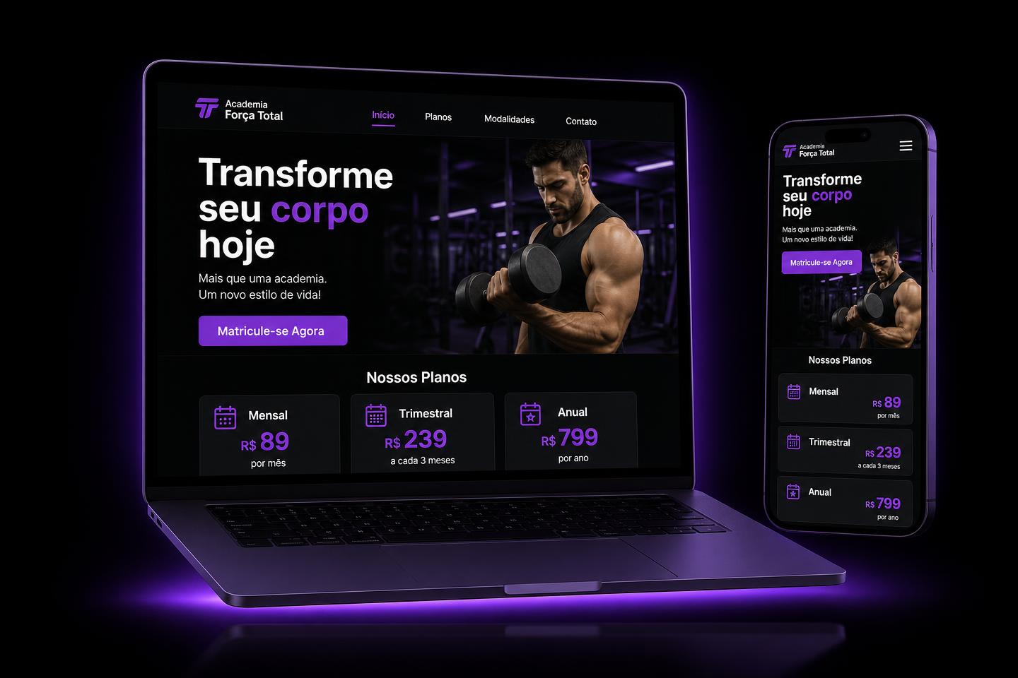 Projeto de site para Academia Força Total