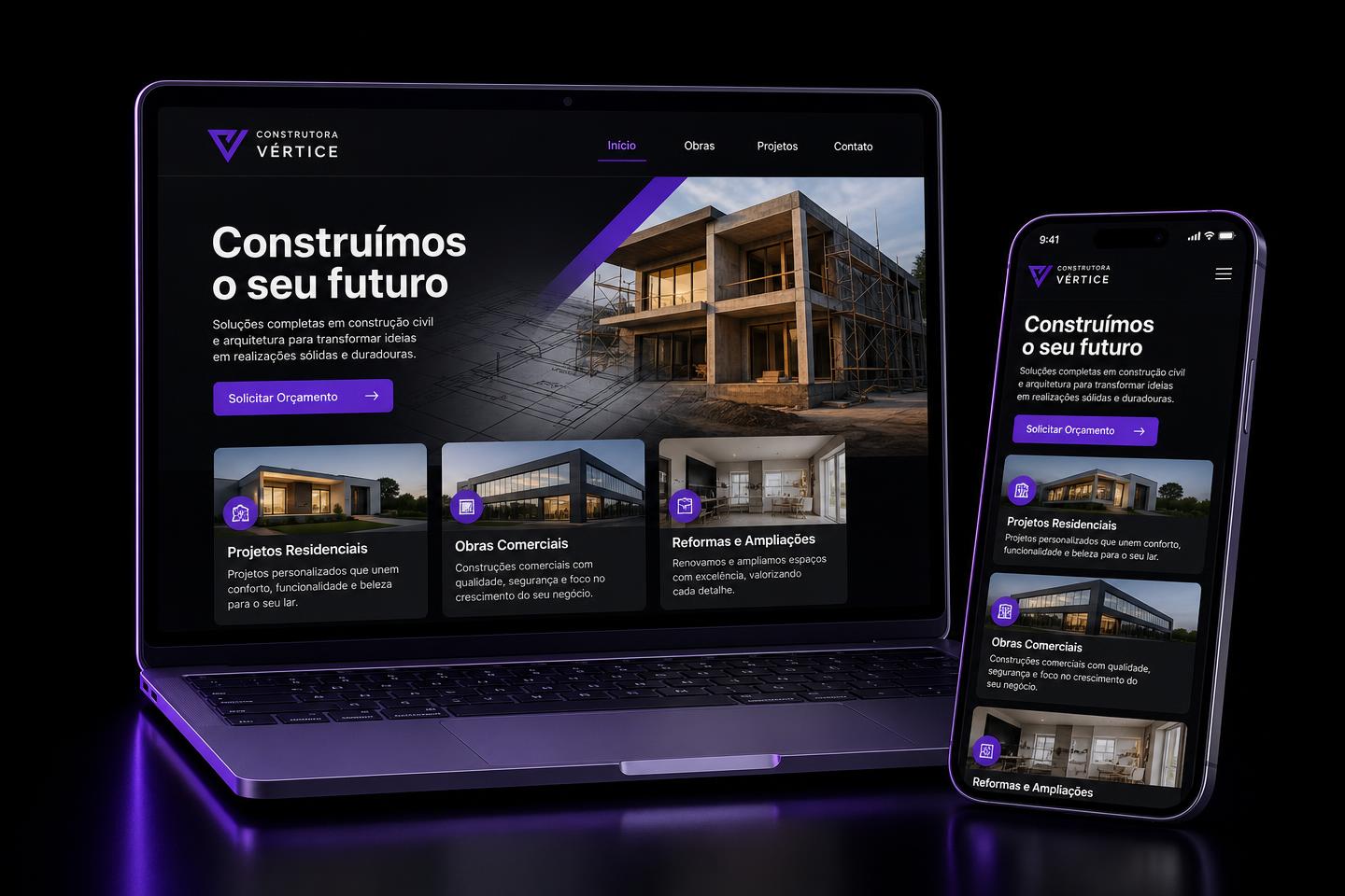 Projeto de site para Construtora Vértice