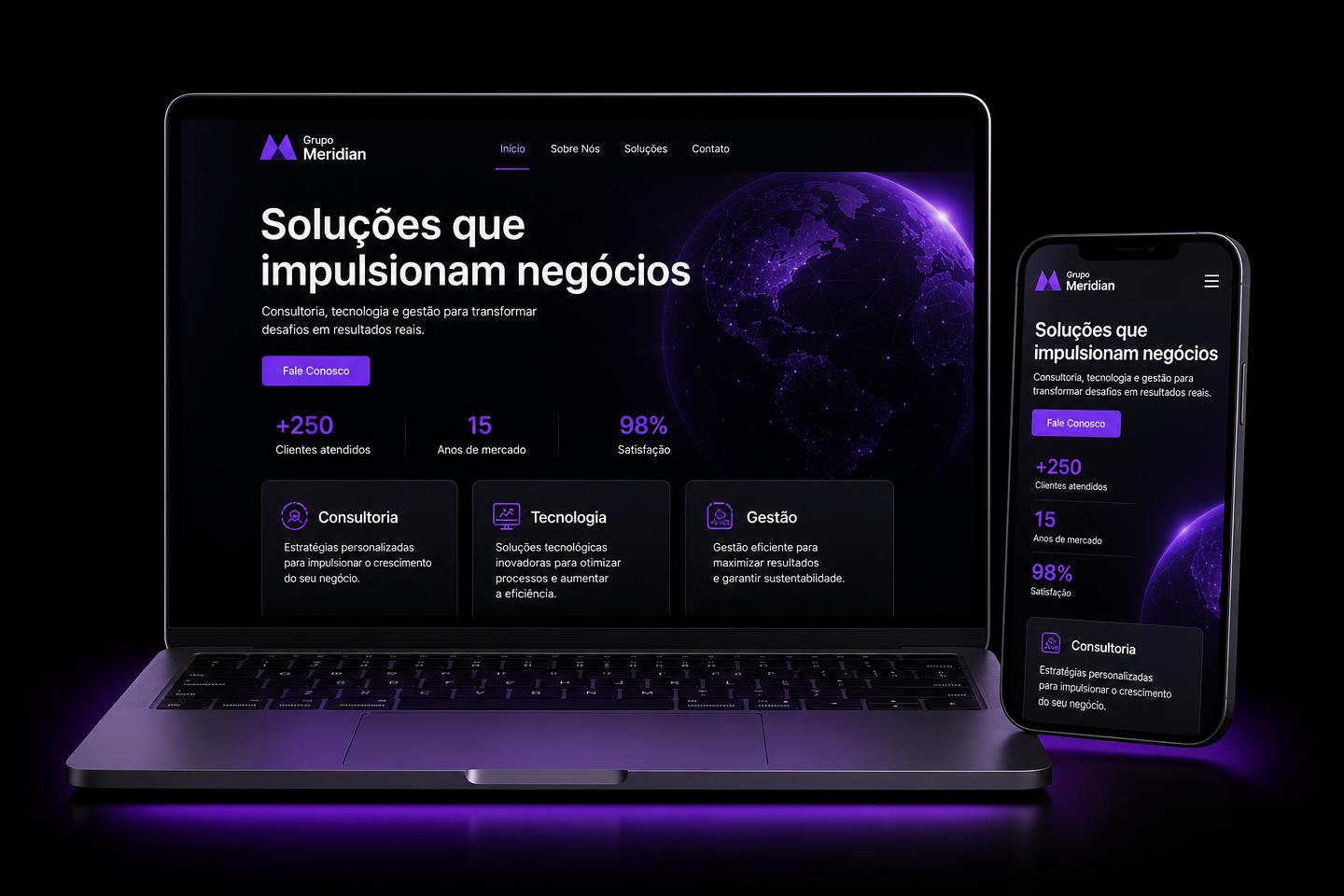 Projeto de site para Grupo Meridian