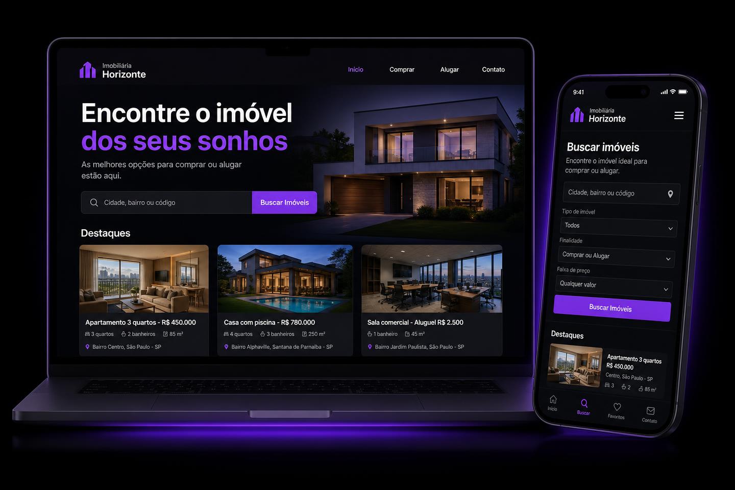 Projeto de site para Imobiliária Horizonte