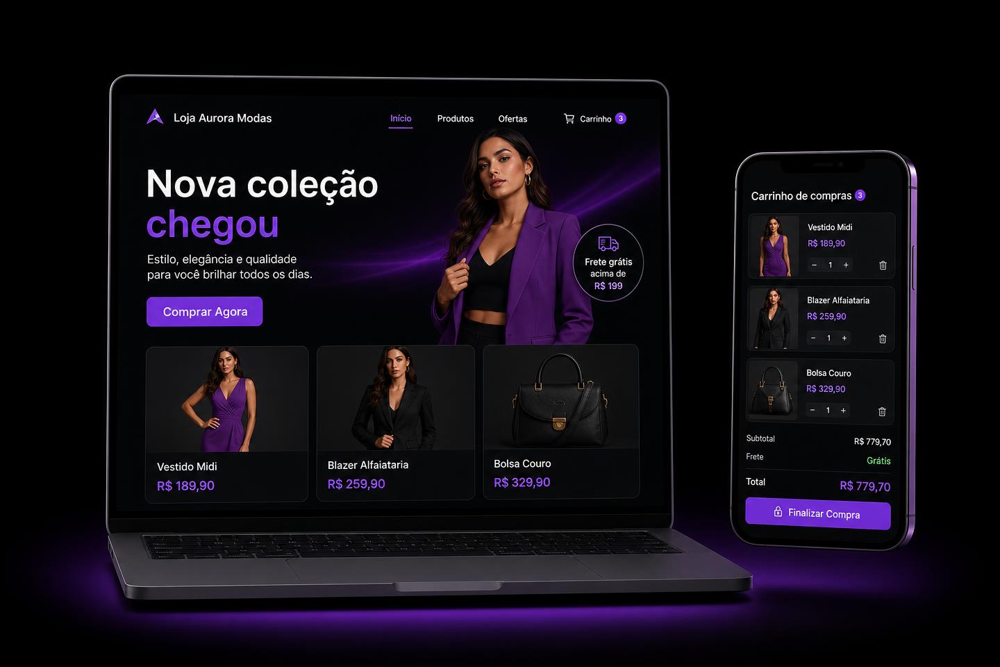 Projeto de site para Loja Aurora Modas